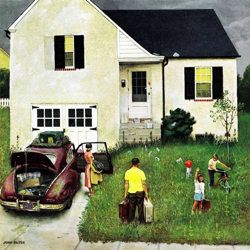 Marmont Hill - 'Home from Vacation' by John Falter Painting Print on Canvas - Multi-Color