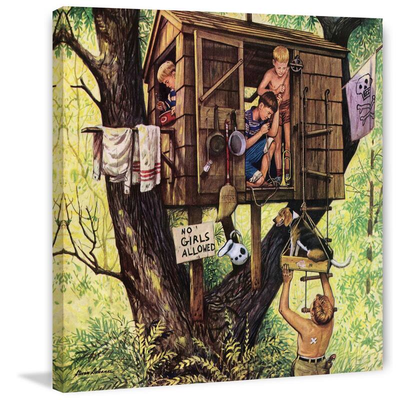 Marmont Hill - 'No Girls Allowed' by Stevan Dohanos Painting Print on Canvas - Multi-Color