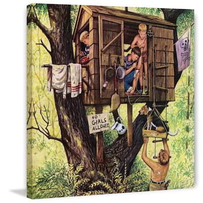 Marmont Hill - 'No Girls Allowed' by Stevan Dohanos Painting Print on Canvas - Multi-Color