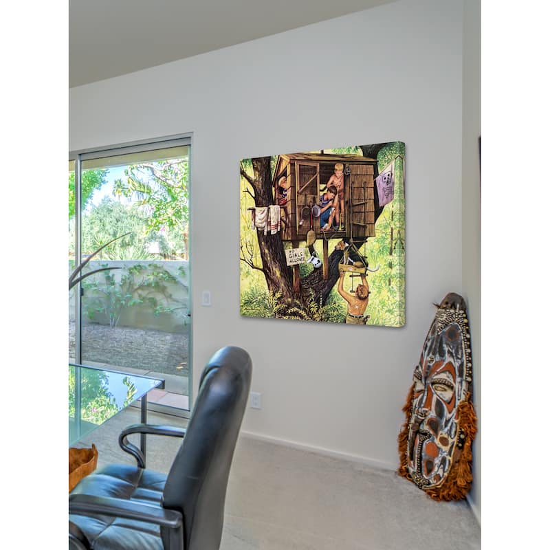 Marmont Hill - 'No Girls Allowed' by Stevan Dohanos Painting Print on Canvas - Multi-Color