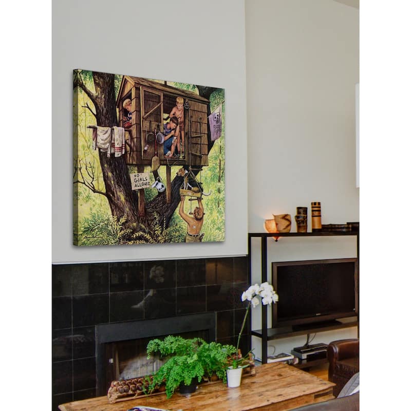 Marmont Hill - 'No Girls Allowed' by Stevan Dohanos Painting Print on Canvas - Multi-Color