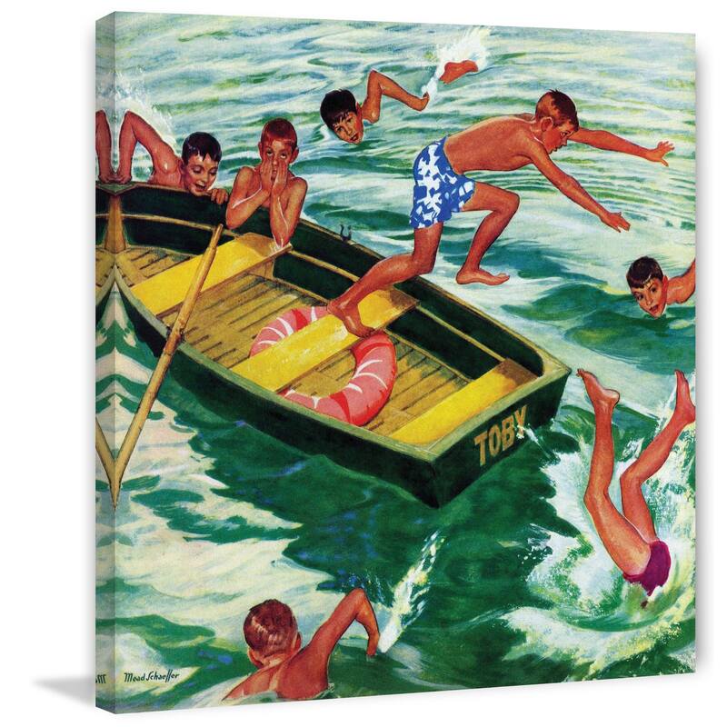 Marmont Hill - 'Rowboat Diving' by Mead Schaeffer Painting Print on Canvas - Multi-Color