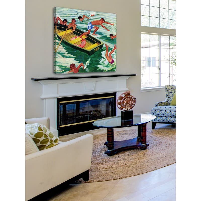 Marmont Hill - 'Rowboat Diving' by Mead Schaeffer Painting Print on Canvas - Multi-Color
