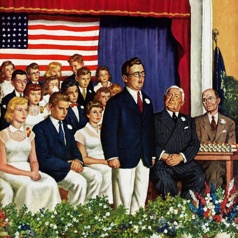Marmont Hill - 'High School Commencement Address' by Amos Sewell Painting Print on Canvas
