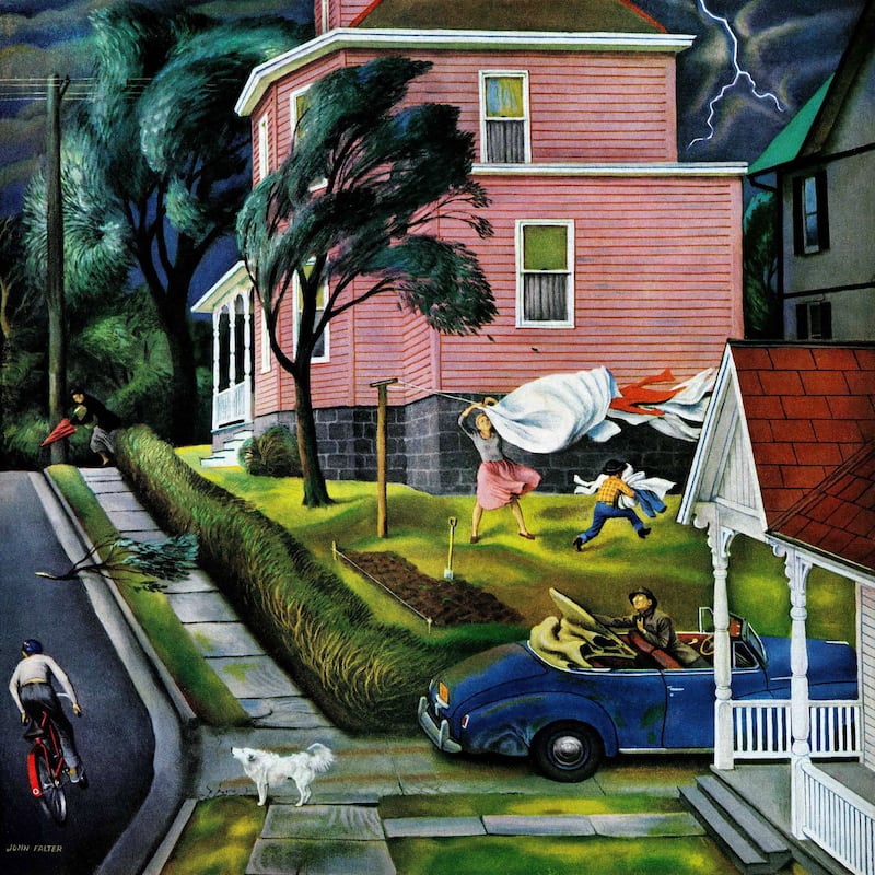 Marmont Hill - 'Spring Storm Blowing In' by John Falter Painting Print on Canvas