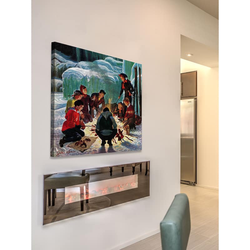 Marmont Hill - 'Apres Ski Bonfire' by John Clymer Painting Print on Canvas