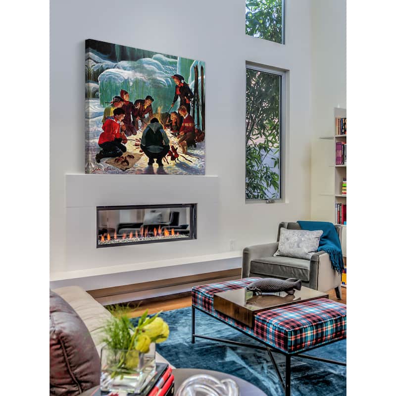 Marmont Hill - 'Apres Ski Bonfire' by John Clymer Painting Print on Canvas