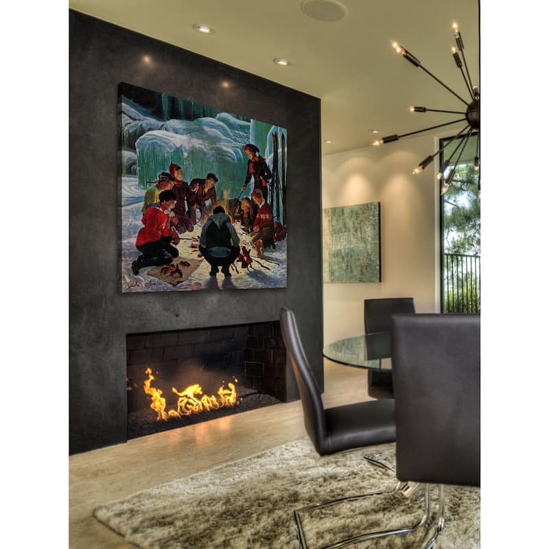 Marmont Hill - 'Apres Ski Bonfire' by John Clymer Painting Print on Canvas