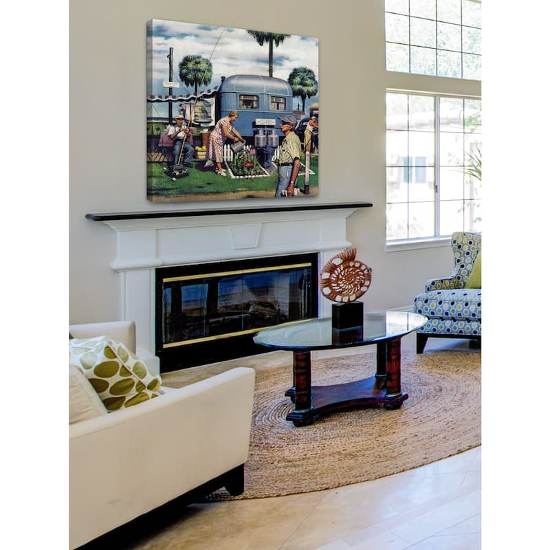 Marmont Hill - 'Trailer Park Garden' by Stevan Dohanos Painting Print on Canvas - Multi-Color