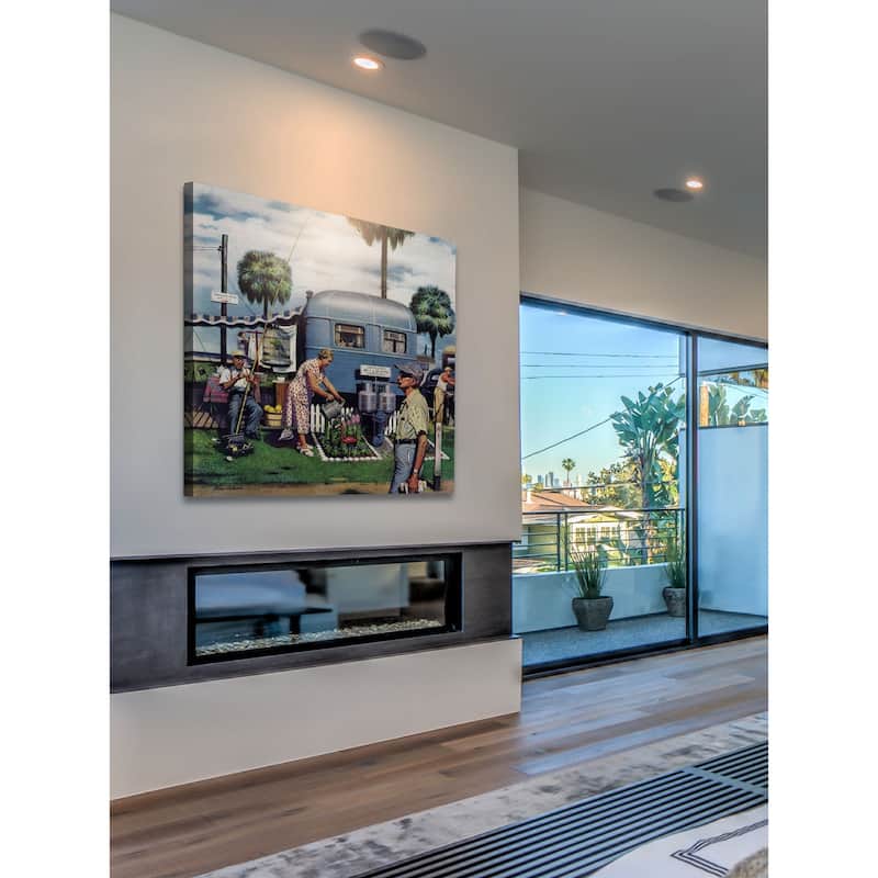 Marmont Hill - 'Trailer Park Garden' by Stevan Dohanos Painting Print on Canvas - Multi-Color