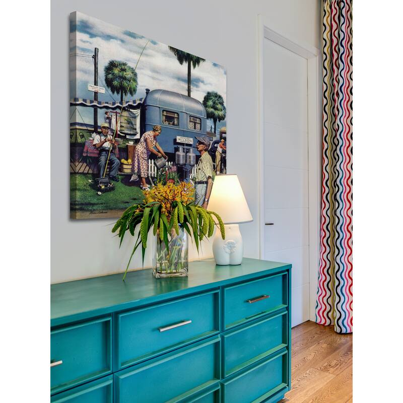 Marmont Hill - 'Trailer Park Garden' by Stevan Dohanos Painting Print on Canvas - Multi-Color