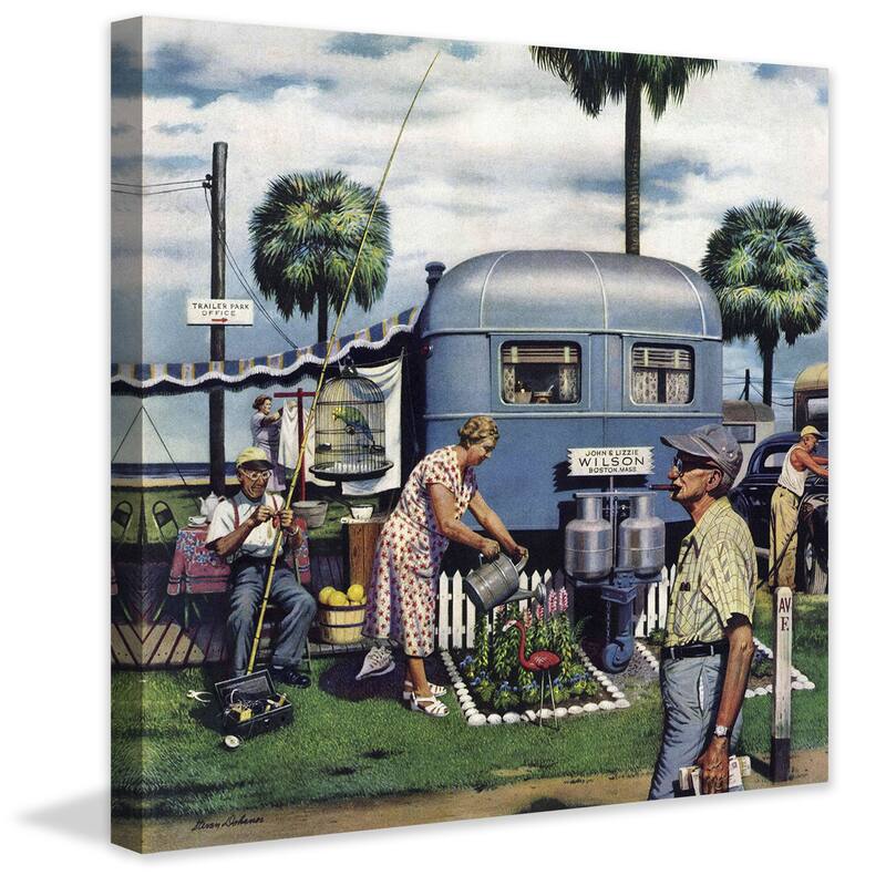 Marmont Hill - 'Trailer Park Garden' by Stevan Dohanos Painting Print on Canvas - Multi-Color