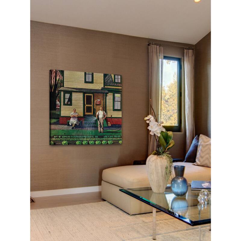 Marmont Hill - 'Tending the Garden' by Stevan Dohanos Painting Print on Canvas