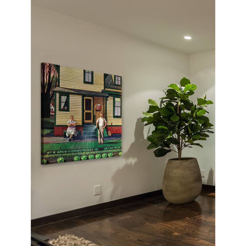 Marmont Hill - 'Tending the Garden' by Stevan Dohanos Painting Print on Canvas