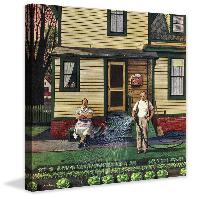 Marmont Hill - 'Tending the Garden' by Stevan Dohanos Painting Print on Canvas