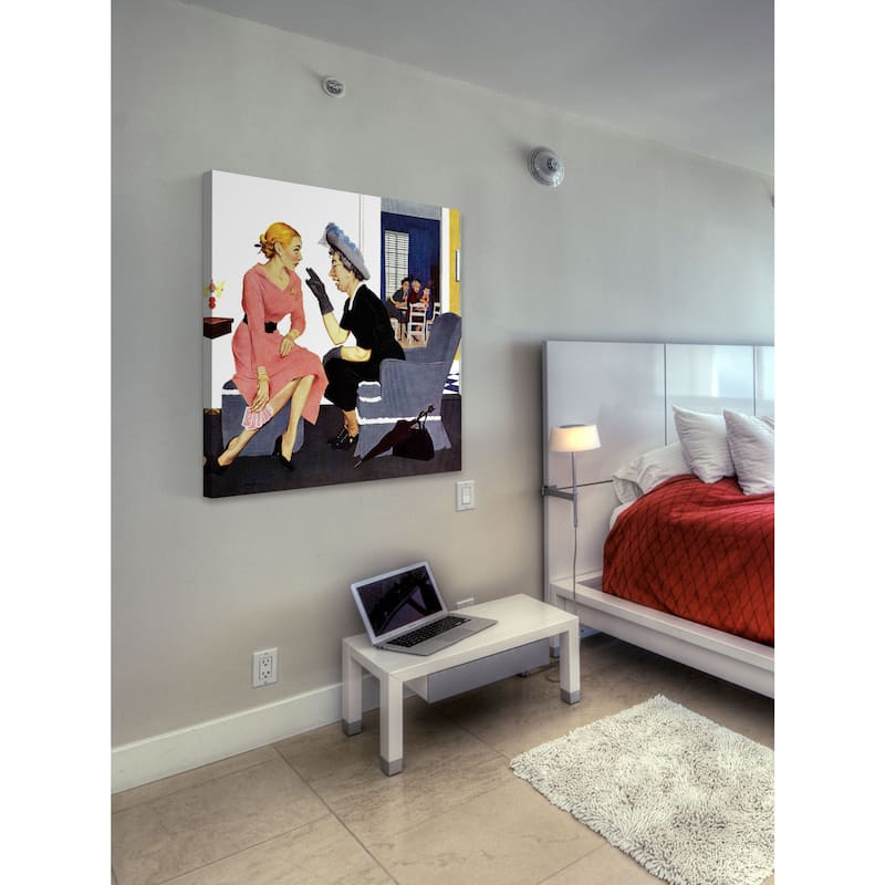 Marmont Hill - 'Gossiping Neighbor' by George Hughes Painting Print on Canvas - Multi-Color