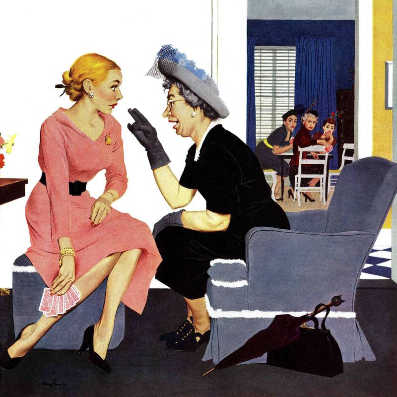 Marmont Hill - 'Gossiping Neighbor' by George Hughes Painting Print on Canvas - Multi-Color