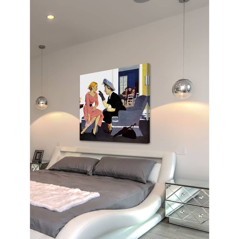 Marmont Hill - 'Gossiping Neighbor' by George Hughes Painting Print on Canvas - Multi-Color