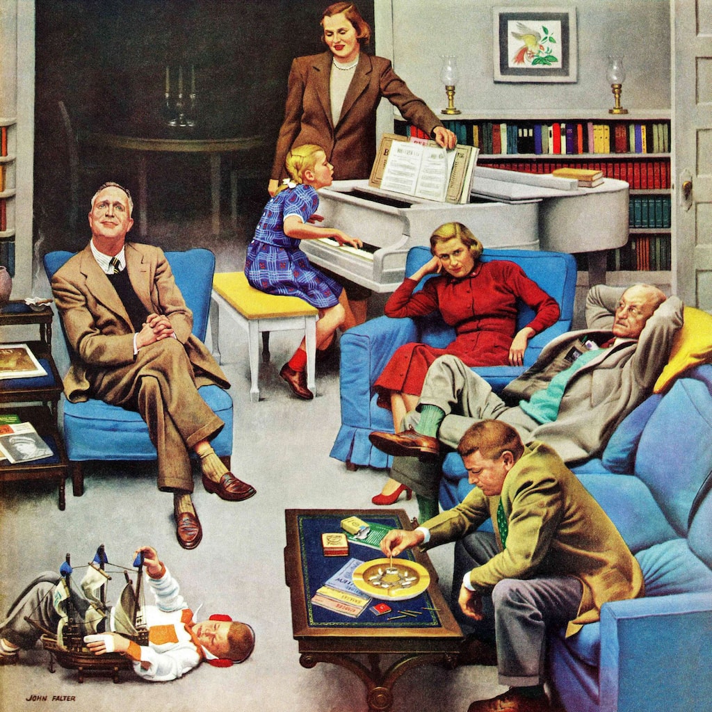 Marmont Hill - 'Home Recital' by John Falter Painting Print on Canvas - Multi-Color