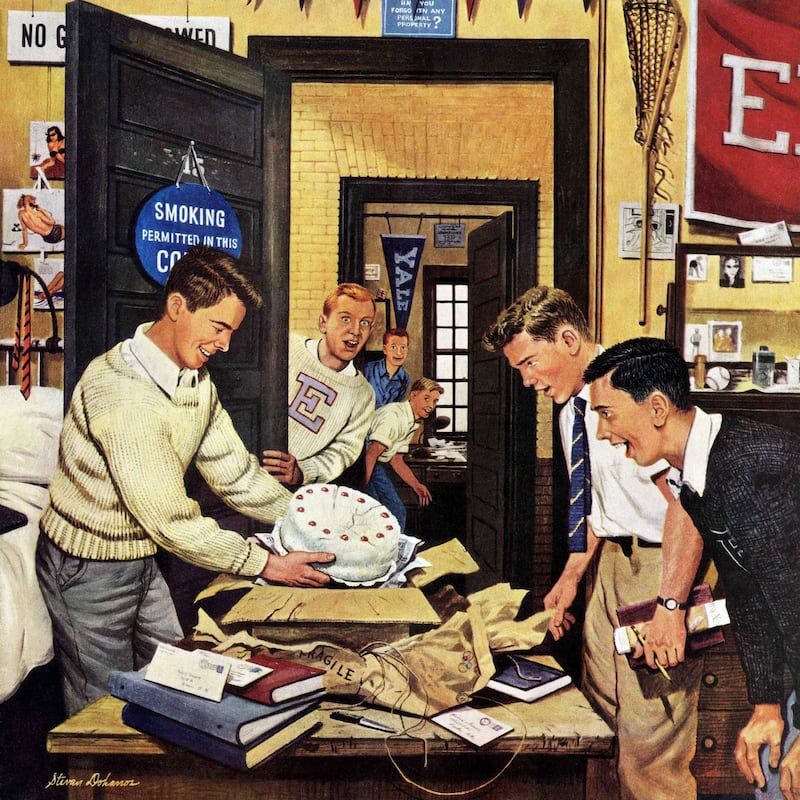 Marmont Hill - 'Package from Home' by Stevan Dohanos Painting Print on Canvas - Multi-Color