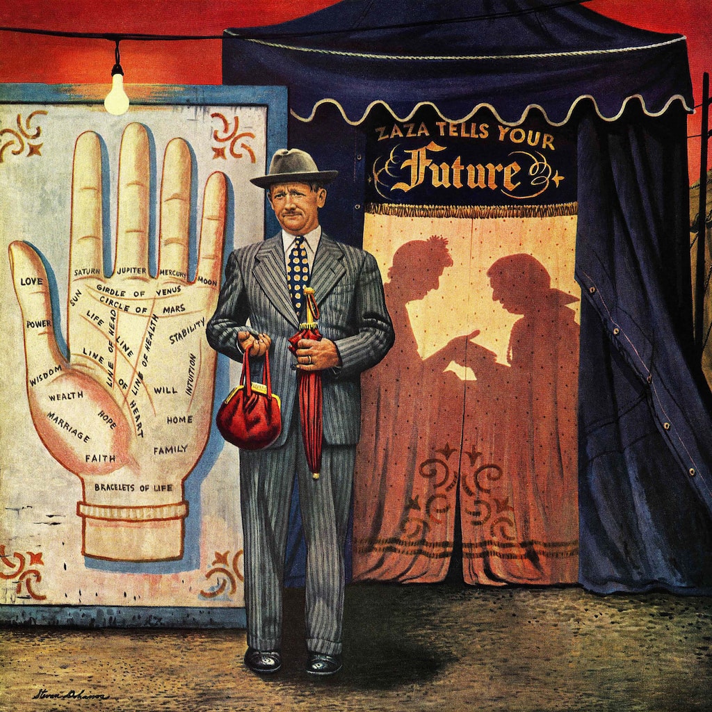 Marmont Hill - 'Palmist' by Stevan Dohanos Painting Print on Canvas - Multi-Color