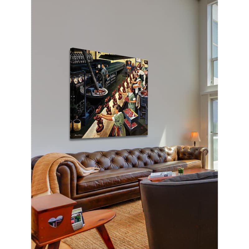 Marmont Hill - 'Chocolate Easter Bunnies' by Stevan Dohanos Painting Print on Canvas - Multi-Color