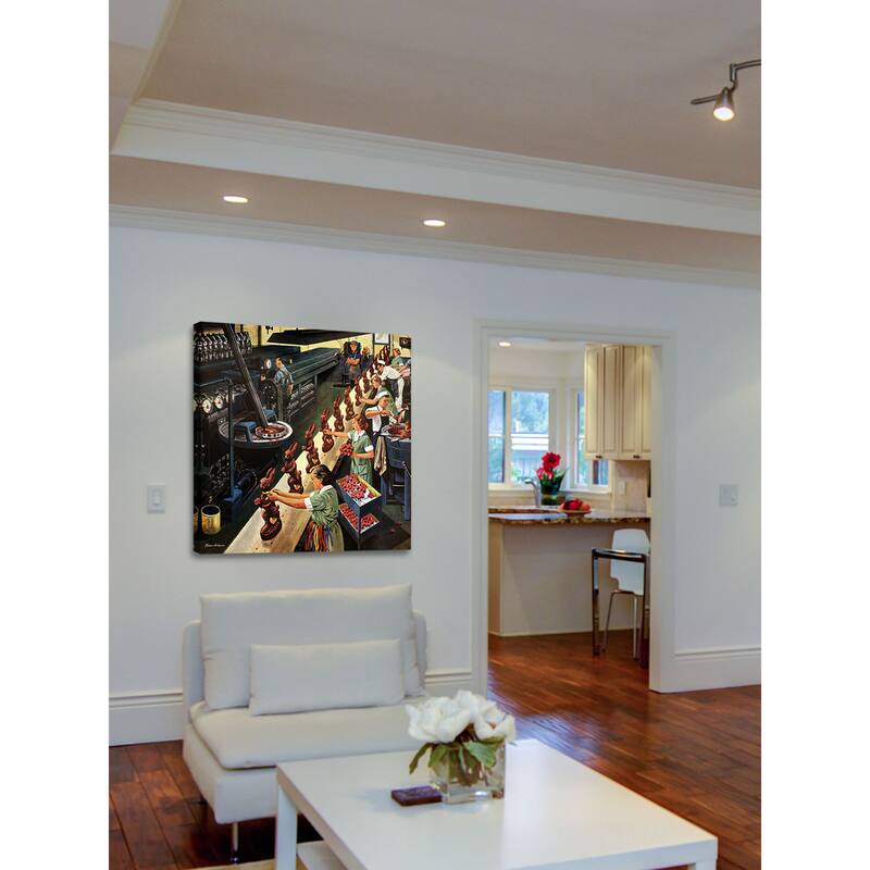 Marmont Hill - 'Chocolate Easter Bunnies' by Stevan Dohanos Painting Print on Canvas - Multi-Color