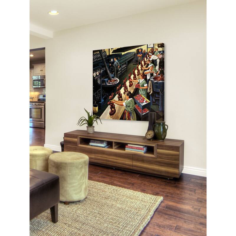 Marmont Hill - 'Chocolate Easter Bunnies' by Stevan Dohanos Painting Print on Canvas - Multi-Color
