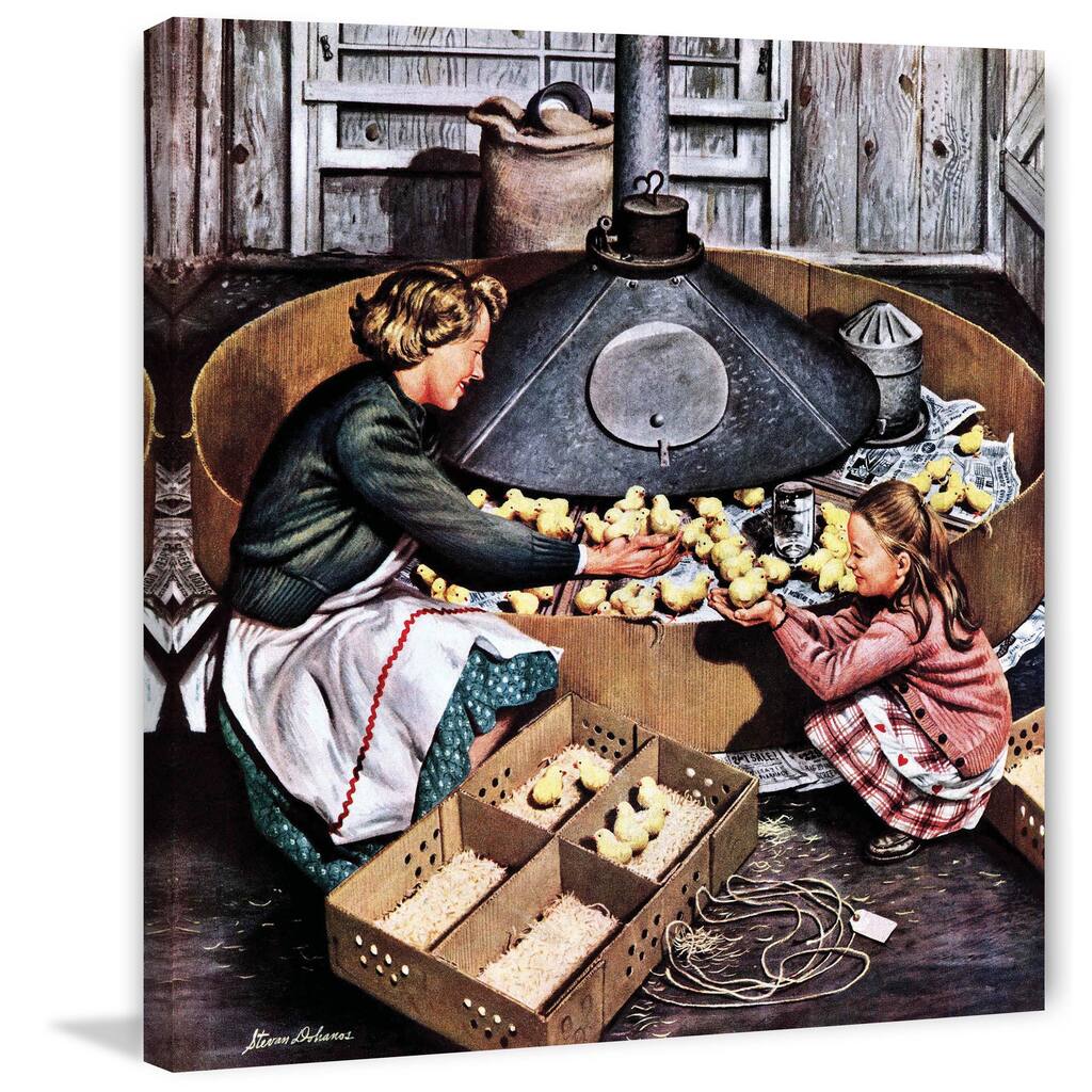 Marmont Hill - 'Chicks in Incubator' by Stevan Dohanos Painting Print on Canvas - Multi-Color