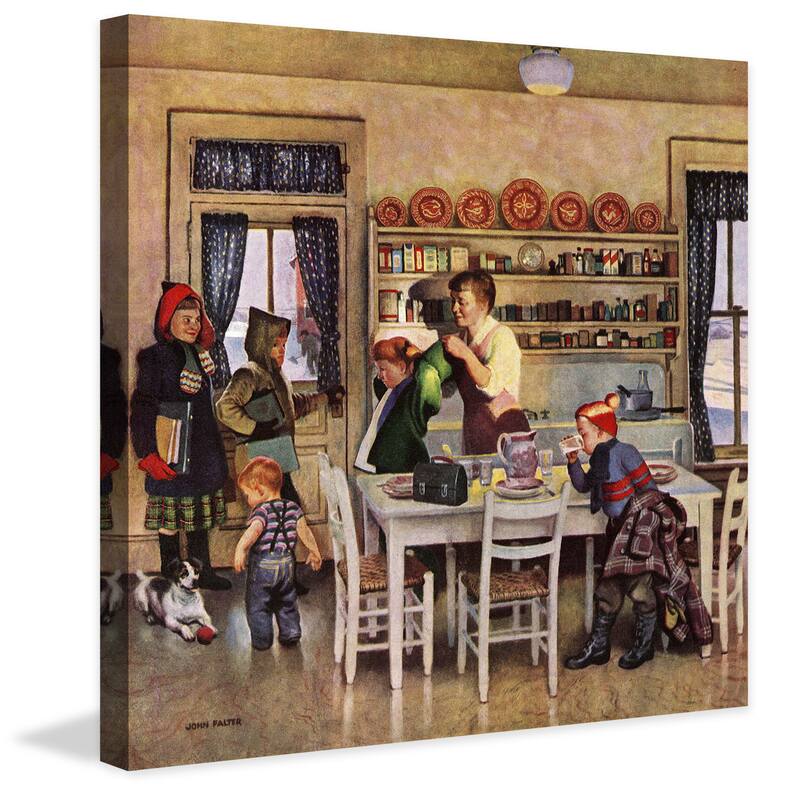 Marmont Hill - 'Getting Ready for School' by John Falter Painting Print on Canvas - Multi-Color
