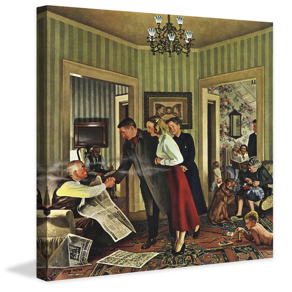 Marmont Hill - 'Meeting the Date' by John Falter Painting Print on Canvas - Multi-Color