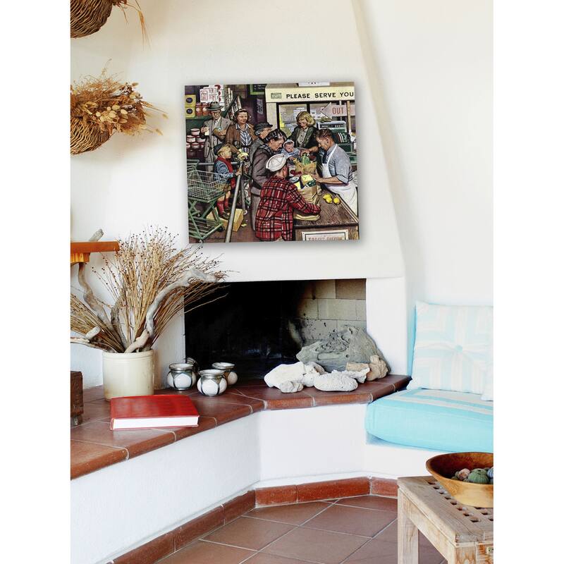 Marmont Hill - 'Grocery LIne' by Stevan Dohanos Painting Print on Canvas - Multi-Color