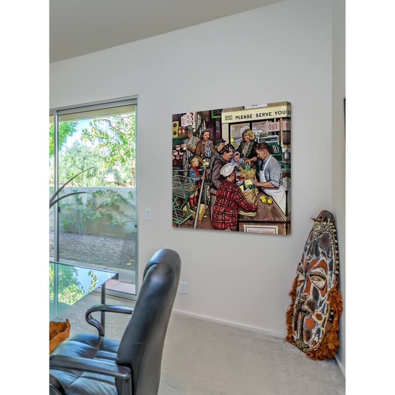 Marmont Hill - 'Grocery LIne' by Stevan Dohanos Painting Print on Canvas - Multi-Color