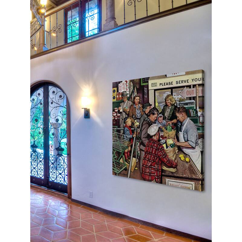 Marmont Hill - 'Grocery LIne' by Stevan Dohanos Painting Print on Canvas - Multi-Color