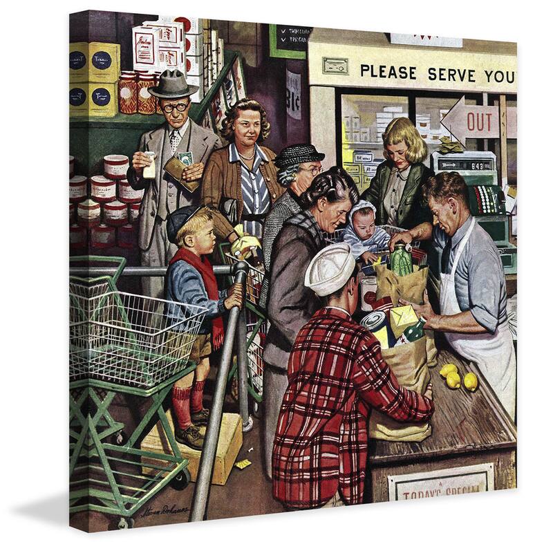 Marmont Hill - 'Grocery LIne' by Stevan Dohanos Painting Print on Canvas - Multi-Color