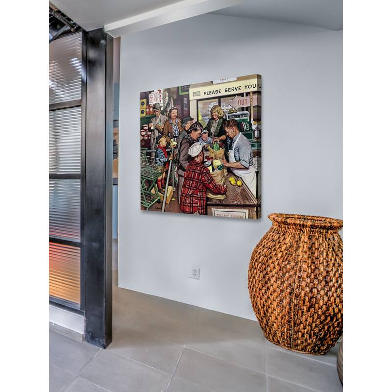 Marmont Hill - 'Grocery LIne' by Stevan Dohanos Painting Print on Canvas - Multi-Color