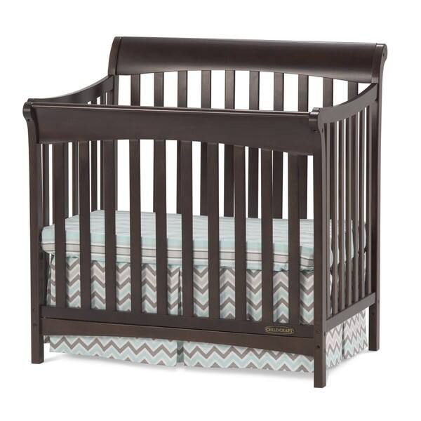 slide 1 of 1, Child Craft Ashton Slate Mini 4-in-1 Convertible Crib with Mattress