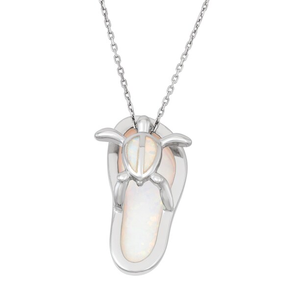 Shop La Preciosa Sterling Silver White Opal Flip-Flop with ...