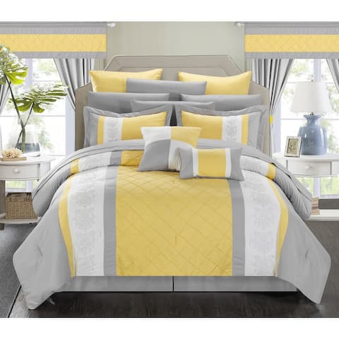 Porch & Den Isla Yellow 24-piece Bed in a Bag Set with Curtains