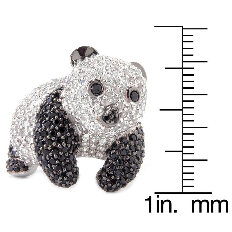 Sterling Silver Black Spinel and White Zircon Panda Ring