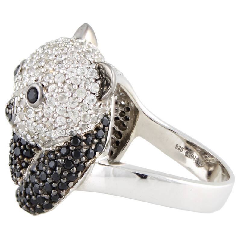 Sterling Silver Black Spinel and White Zircon Panda Ring