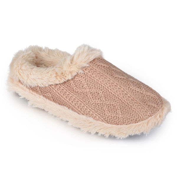 Shop Journee Collection Women's Cable Knit Memory Foam Slippers - Free ...