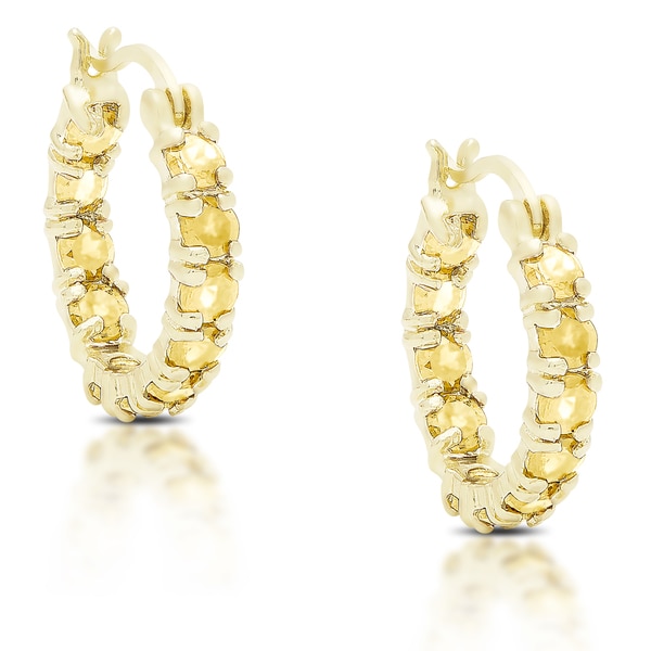 Dolce Giavonna Gold Over Silver Or Sterling Citrine Hoop Dolce Giavonna Gold Over Silver Or Sterling Citrine Hoop Earrings