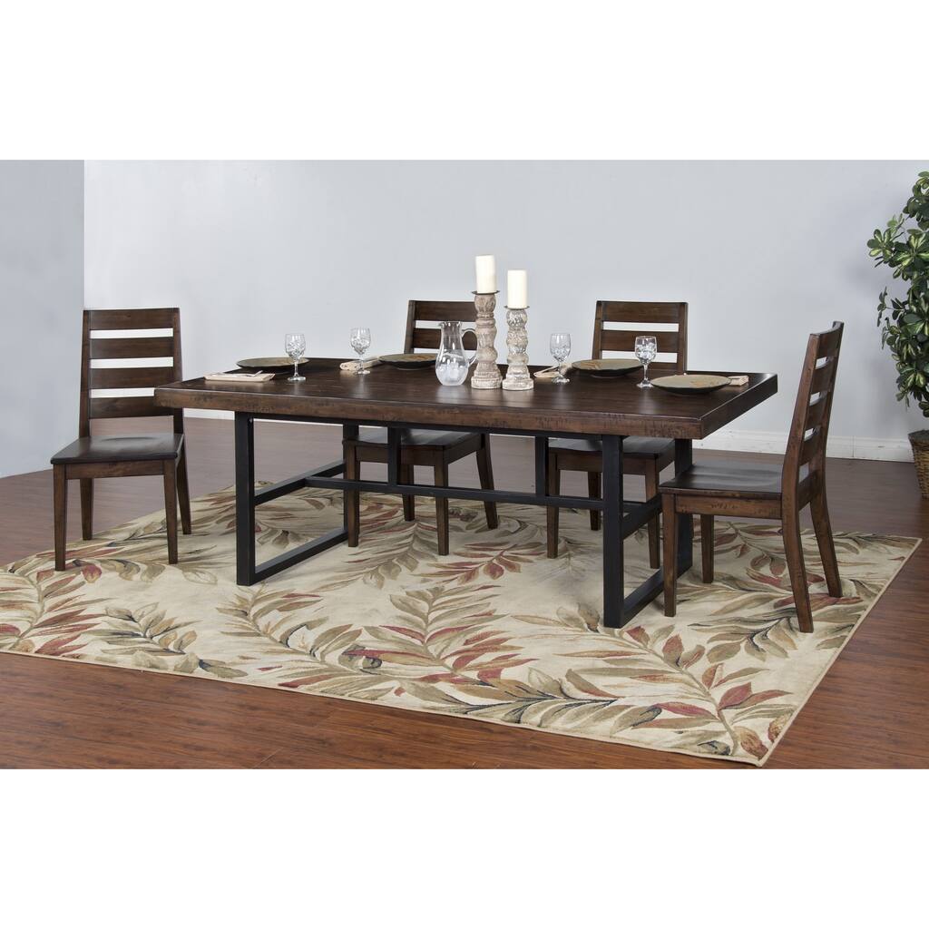 Sunny Designs Weathered Pine Rectangle Table with Metal base - Brown