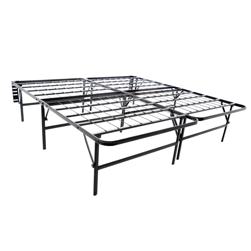 Cal King Size Platform Bed Frame Heavy Duty Folding Foundation Steel Base White 
