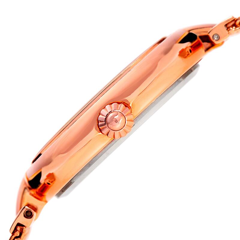 Akribos XXIV Women's Quartz Diamond Stainless Steel Mesh Rose-Tone Bracelet Watch - PInk