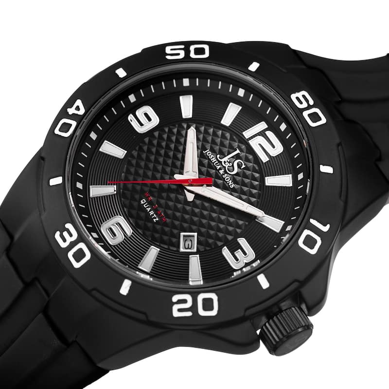 Joshua & Sons Men's Quartz Date Display Black Strap Watch