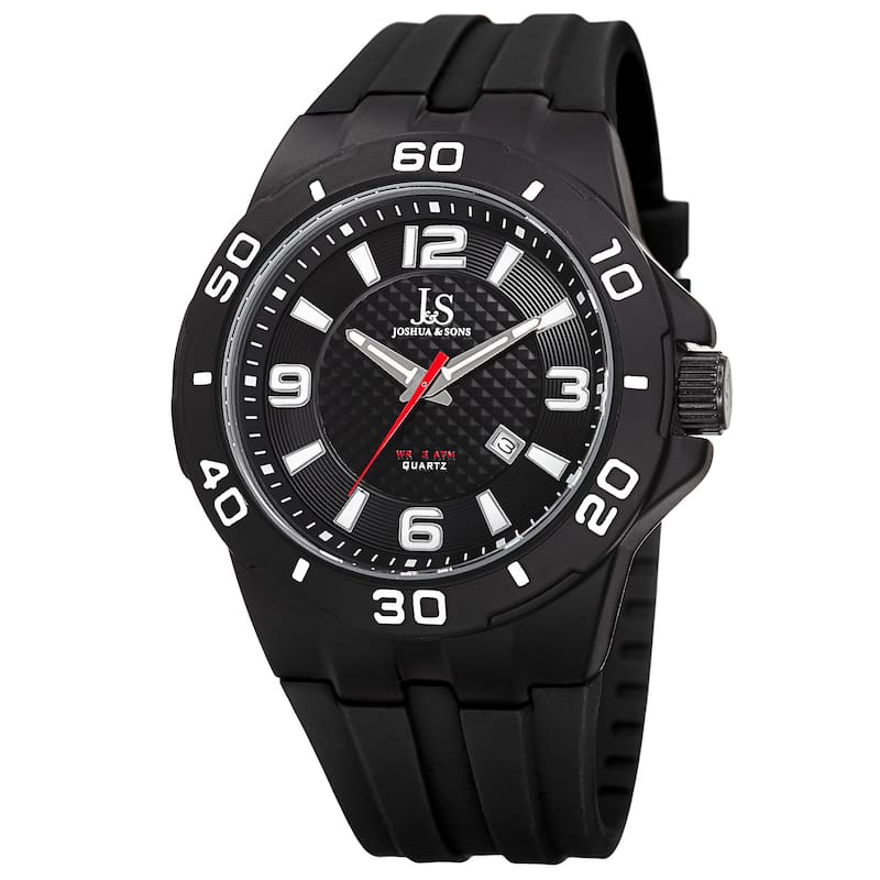 Joshua & Sons Men's Quartz Date Display Black Strap Watch