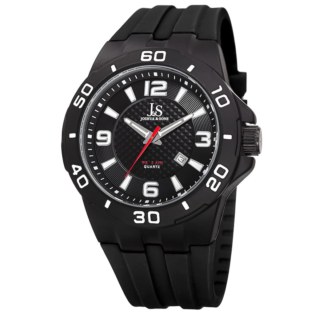 Joshua & Sons Men's Quartz Date Display Black Strap Watch