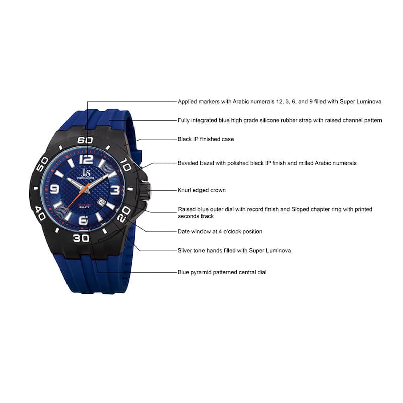 Joshua & Sons Men's Quartz Date Display Blue Strap Watch